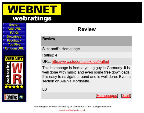 WEBNET webratings