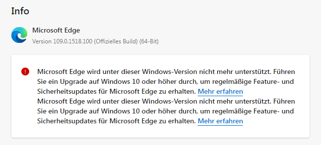 Microsoft Edge Hinweis